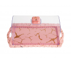 PM176 Pink Piring Kue Persegi Dengan Motif Marmer (Marble)